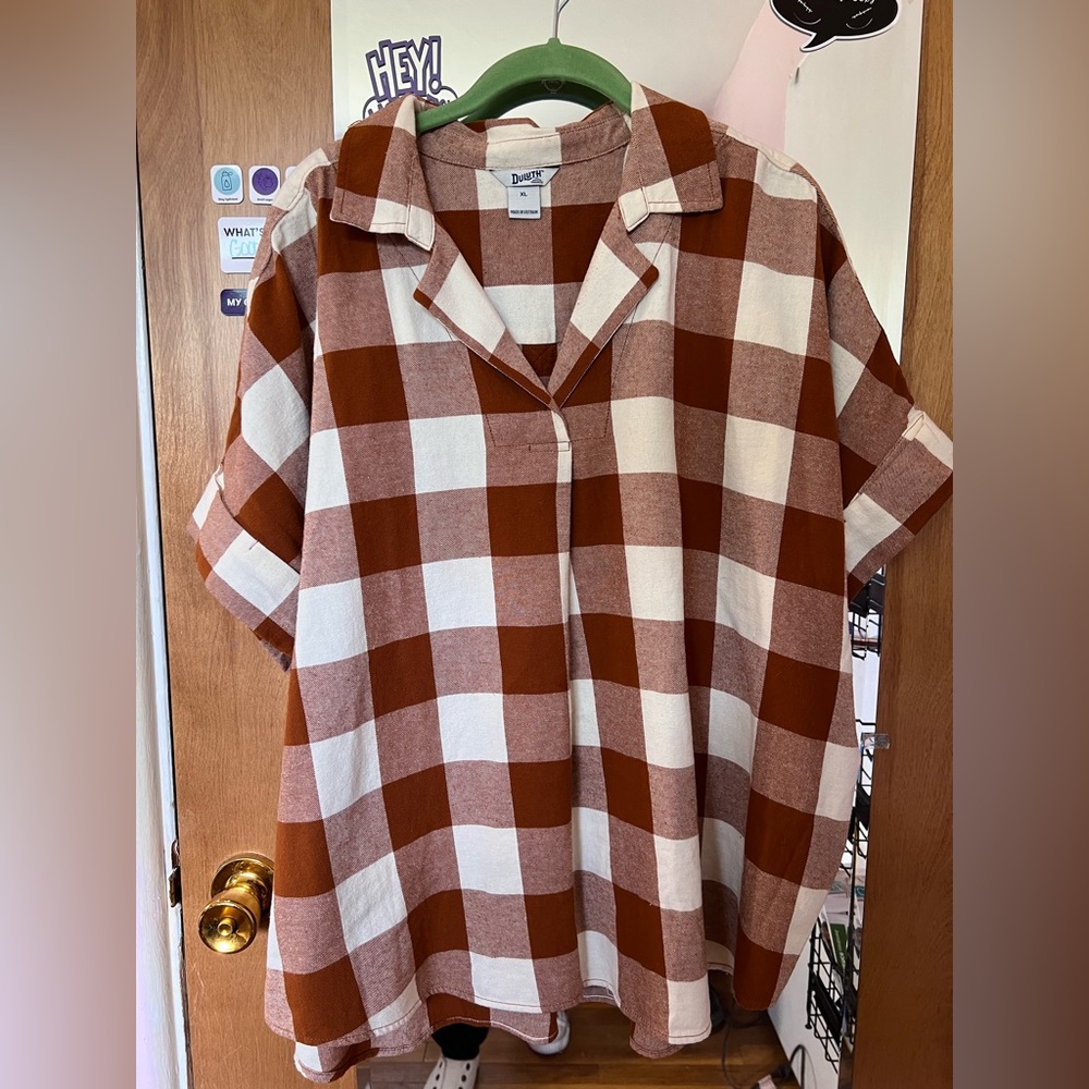 Flannel tunic top from Duluth Trading Company